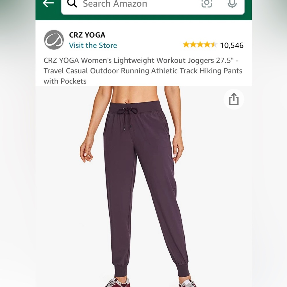 CRZ YOGA Women's Lightweight Workout Joggers - Dark Purple